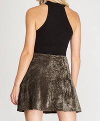 She + Sky - Velvet Mini Skater Skirt