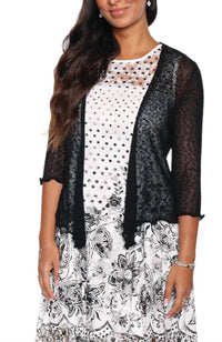 Papa Fashions - Mesh Sweater Cardigan