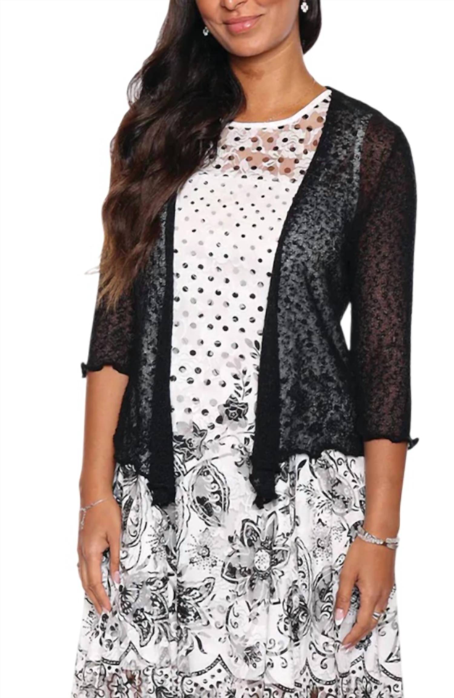 Papa Fashions - Mesh Sweater Cardigan