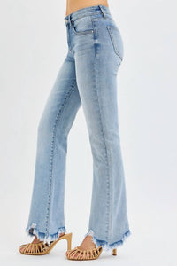 Risen - Tummy Control Mid Rise Flare Jean with Frayed Hem