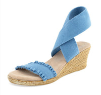 CHARLESTON SHOE CO. Women's Carolina Wedge Sandals in cornflower ruffle - women's shoe