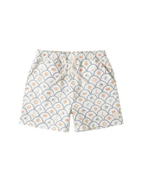 Rylee + Cru Nautical Boardshorts in ivory - kids' shorts - detail view
