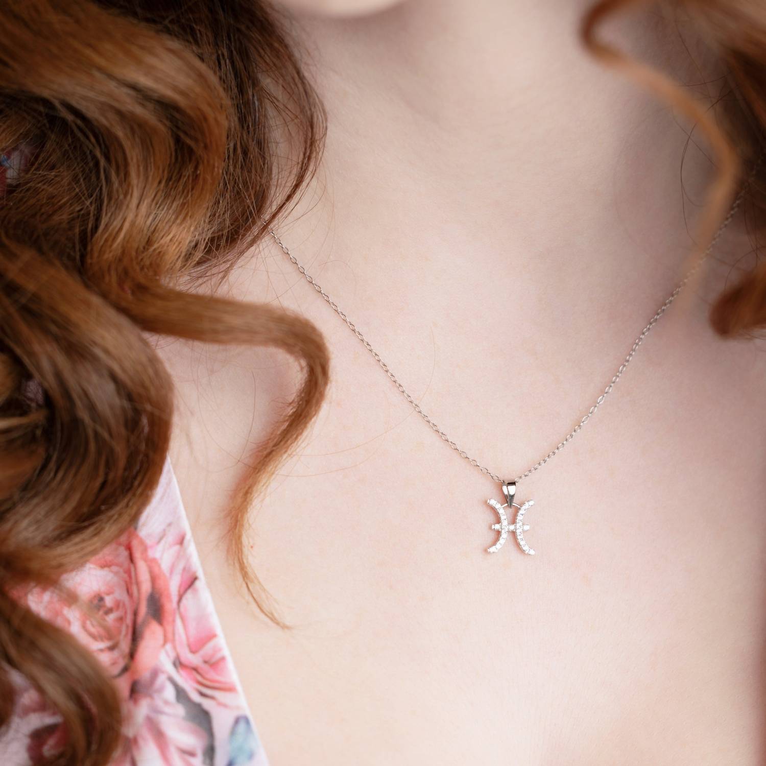 Starlette - Women's Pisces Necklace With Sparkling Cz Stones
