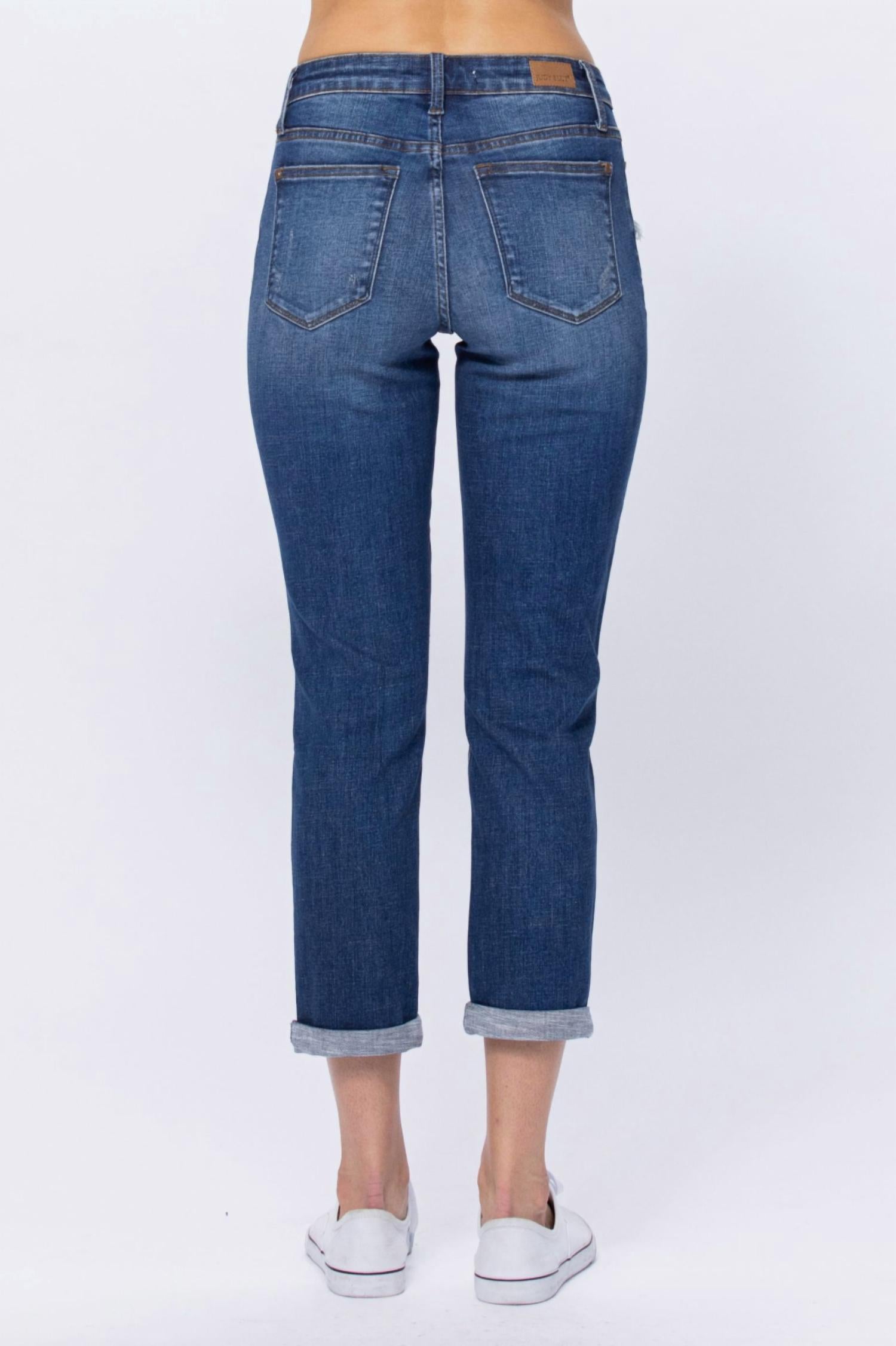 Judy Blue - Thermal Patch Boyfriend Jeans