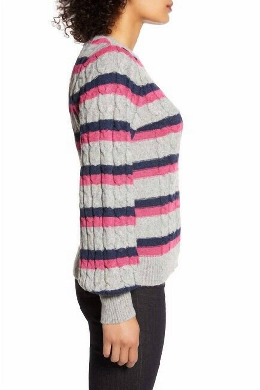 Halogen - X Atlantic-Pacific Striped Cable Knit Lovely Stripe Sweater