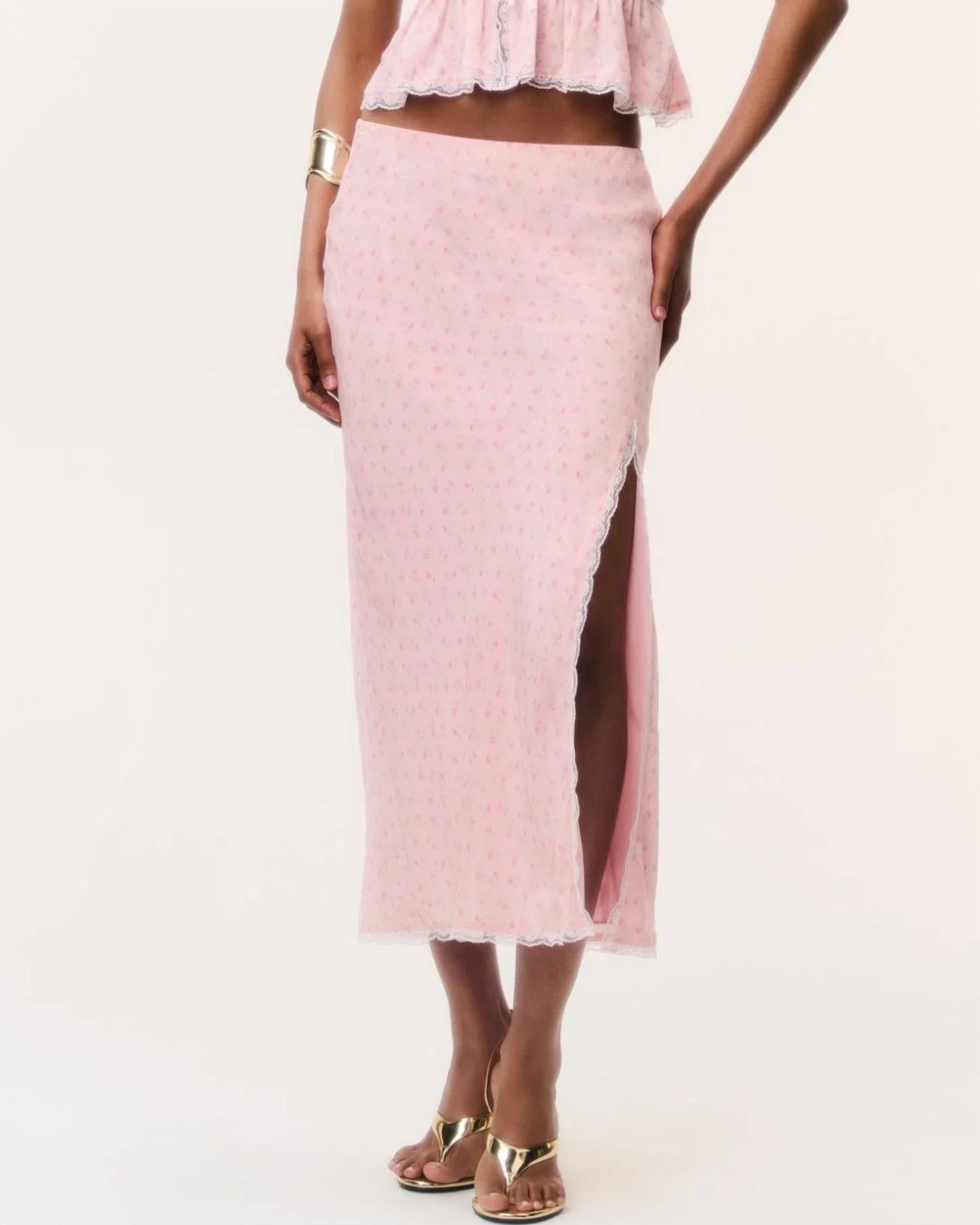 Loveshackfancy - Silvia Floral Crepe Midi Skirt