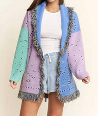 Jade By Jane - Women's Paisley Print Contrast Cardigan