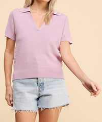 Allie Rose - Short Sleeve Textured Polo