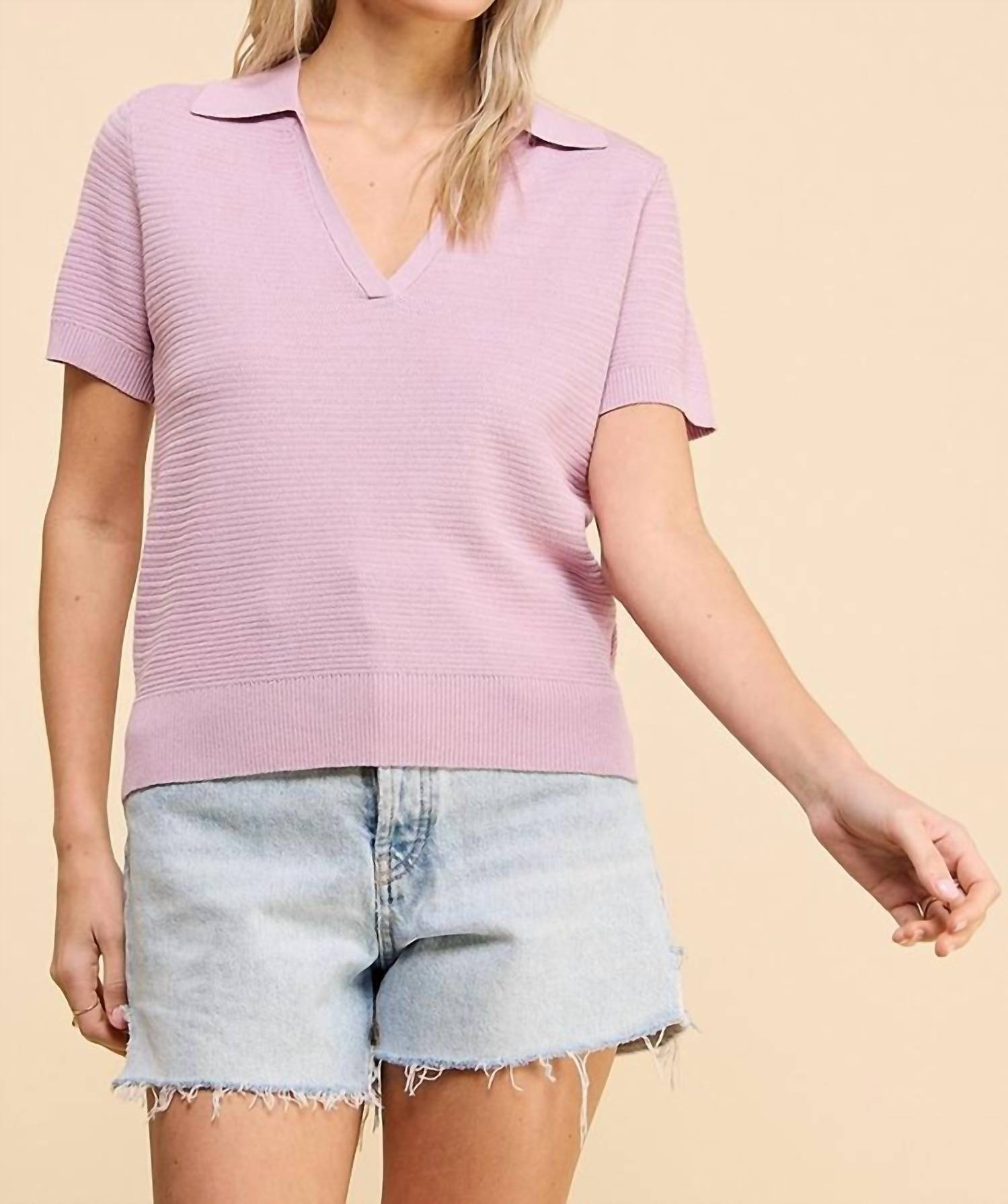 Allie Rose - Short Sleeve Textured Polo