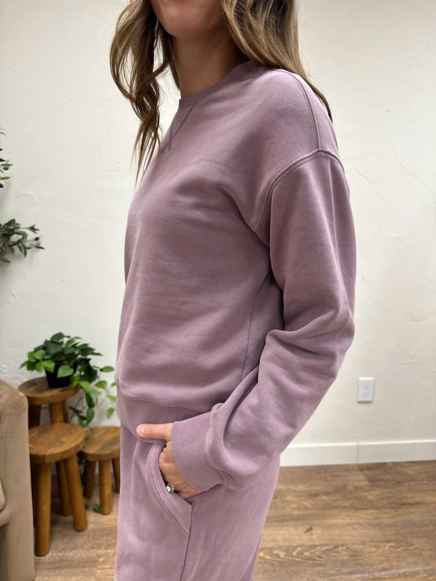 Thread & Supply Serenity Fleece Crew Neck Sweatshirt in dusty lavender - women's top - view 6