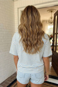 Faire - Stripe Looks Contrast Drop Shoulder Loose Tee