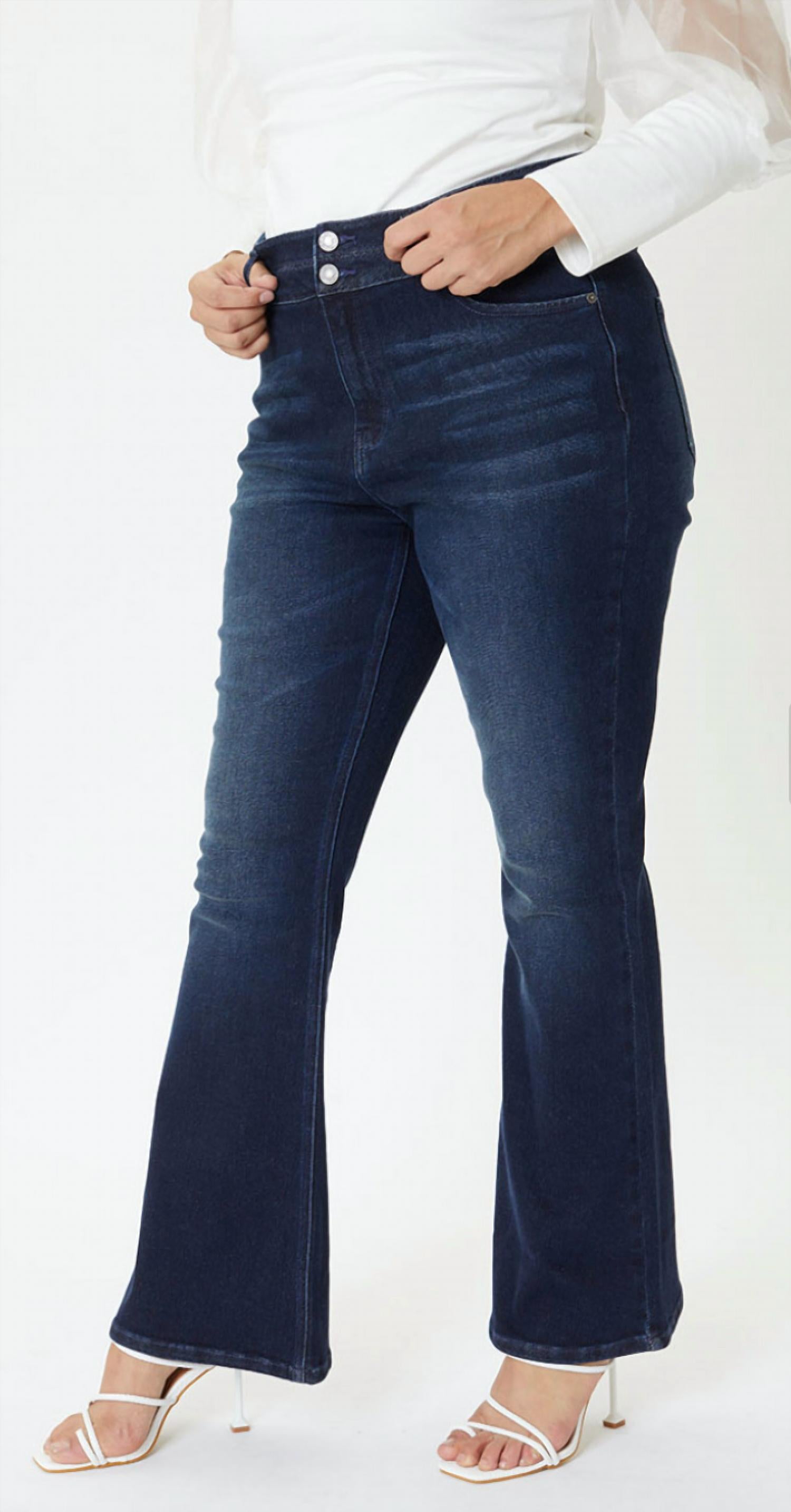 Kancan - Ultra High Rise Double Button Flare Jeans