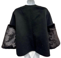 Jarbo - Women's Cropped Coat With Mink Trim