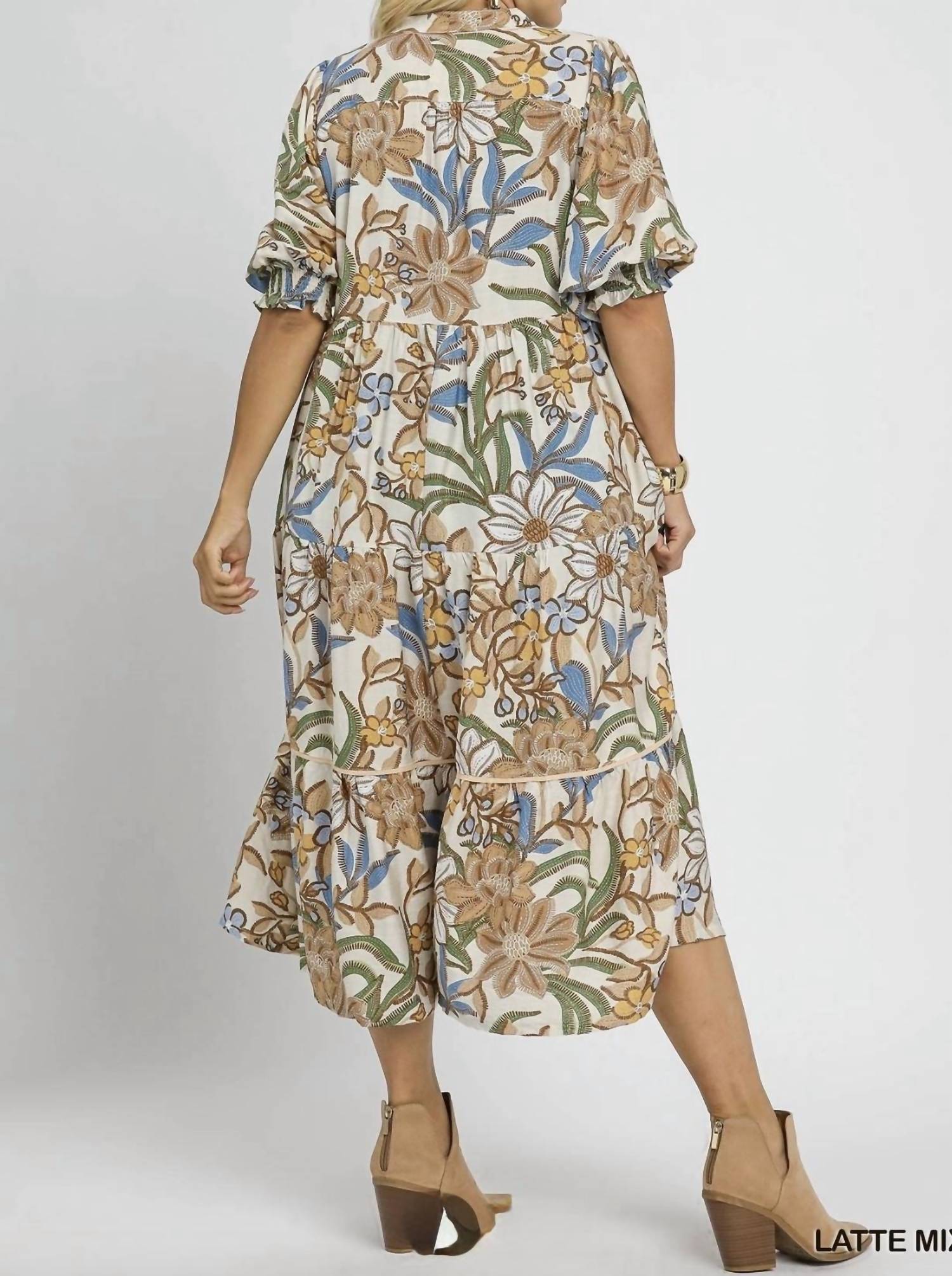 Umgee - Crew Neck Midi Fall Dress