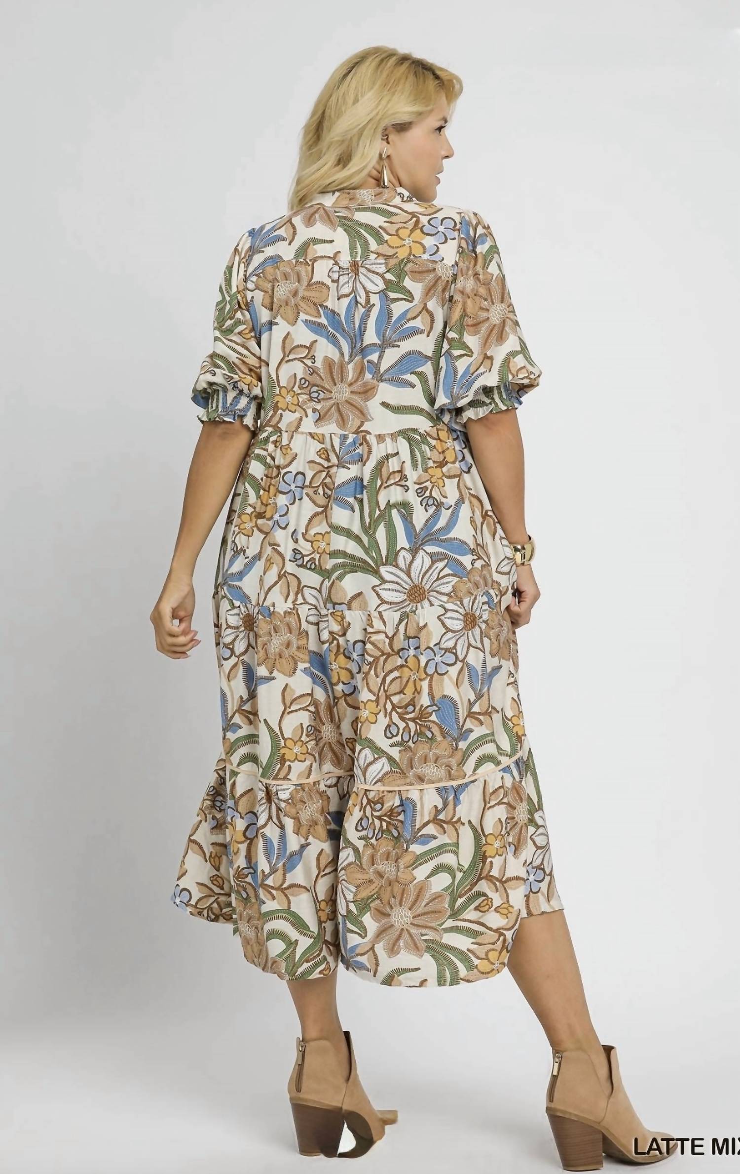 Umgee - Crew Neck Midi Fall Dress