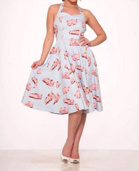 Orchid Bloom - Car Hop Halter Swing Dress