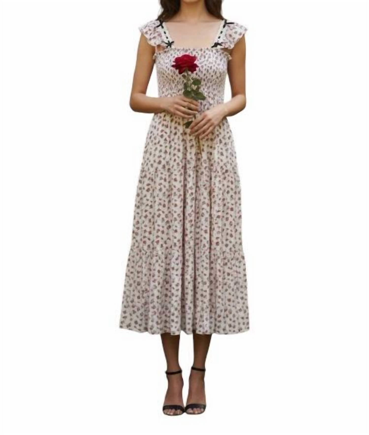 She + Sky - Ruffled Sleeve Square Neck Woven Dress