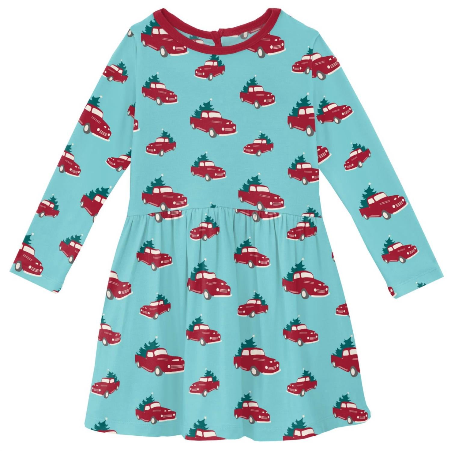Kickee - Girls' Bamboo Print Long Sleeve Twirl Dress