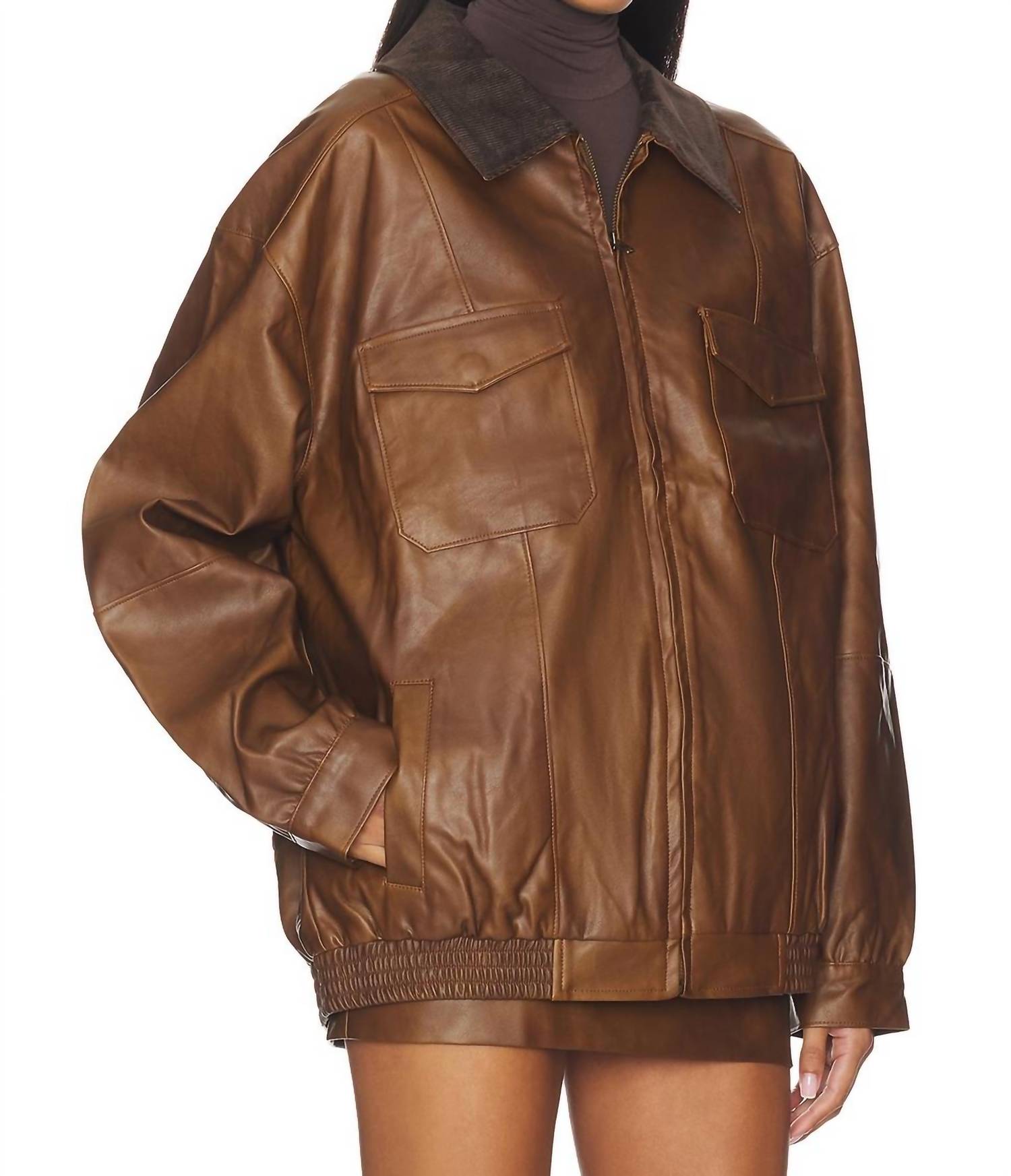Show Me Your Mumu Maverick Bomber Jacket in chestnut brown - women's jacket - alternate view
