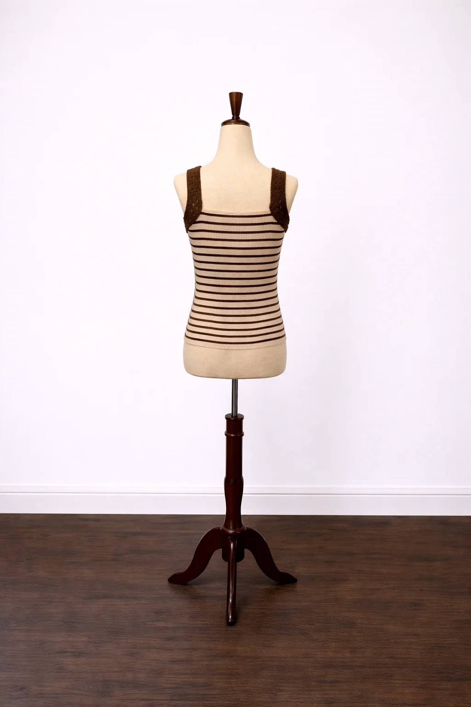 Very J - Women's Ocean Breeze Crochet Striped Knit Tank Top