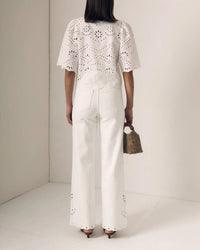 Le Jean - Column Eyelet Wide Leg Jeans