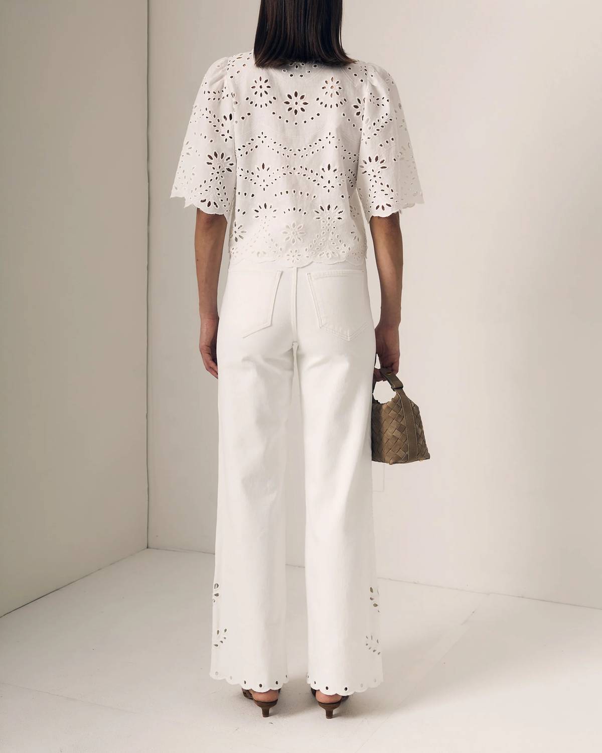 Le Jean - Column Eyelet Wide Leg Jeans