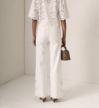 Le Jean - Column Eyelet Wide Leg Jeans