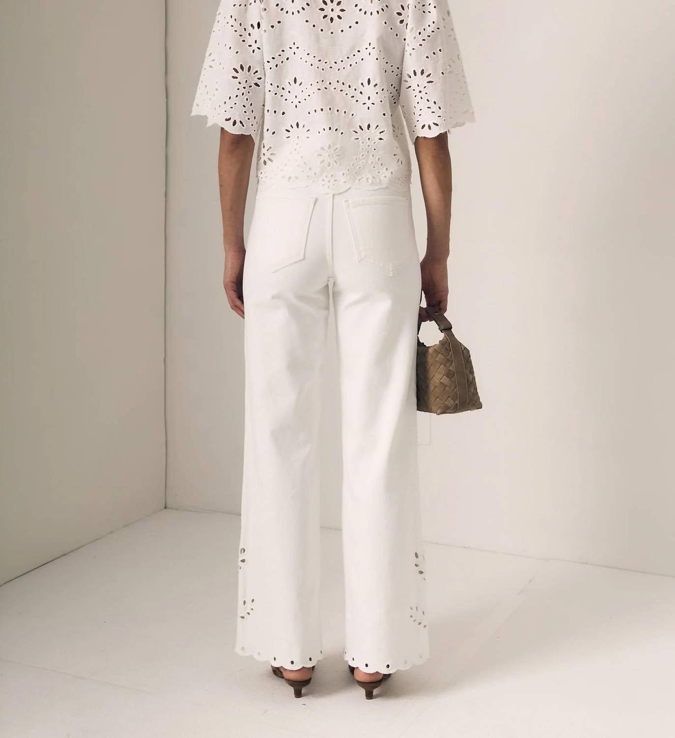 Le Jean - Column Eyelet Wide Leg Jeans