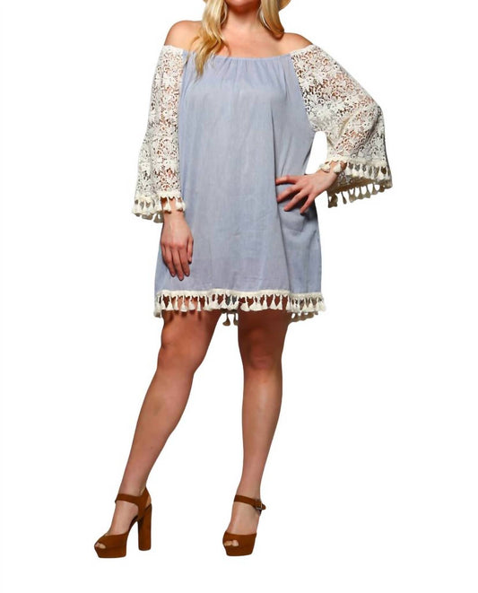 Velzera - Crochet Sleeve Fringe Dress