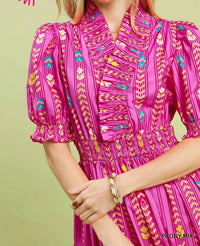 Umgee - Vibrant Ruffle Smocked Midi Dress