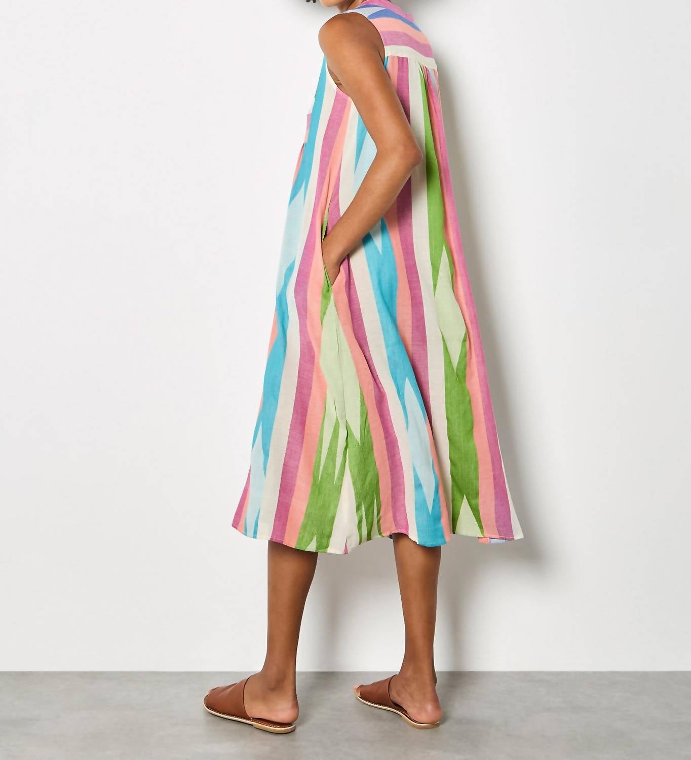 Apricot - Jacquard Cotton Stripe Mid Dress