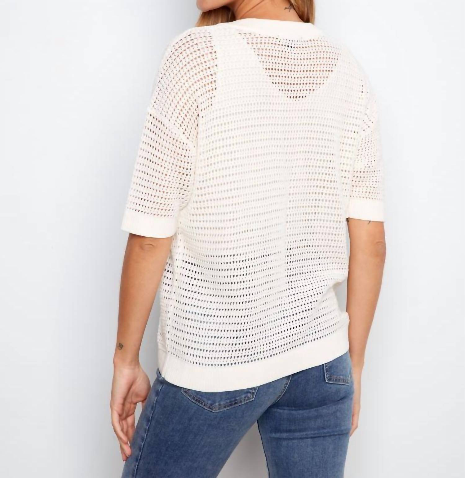 Charlie B - Fishnet Crochet Cotton Top