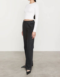 Enza Costa Cotton Denim Everywhere Pant in washed black - women's pants - detail view