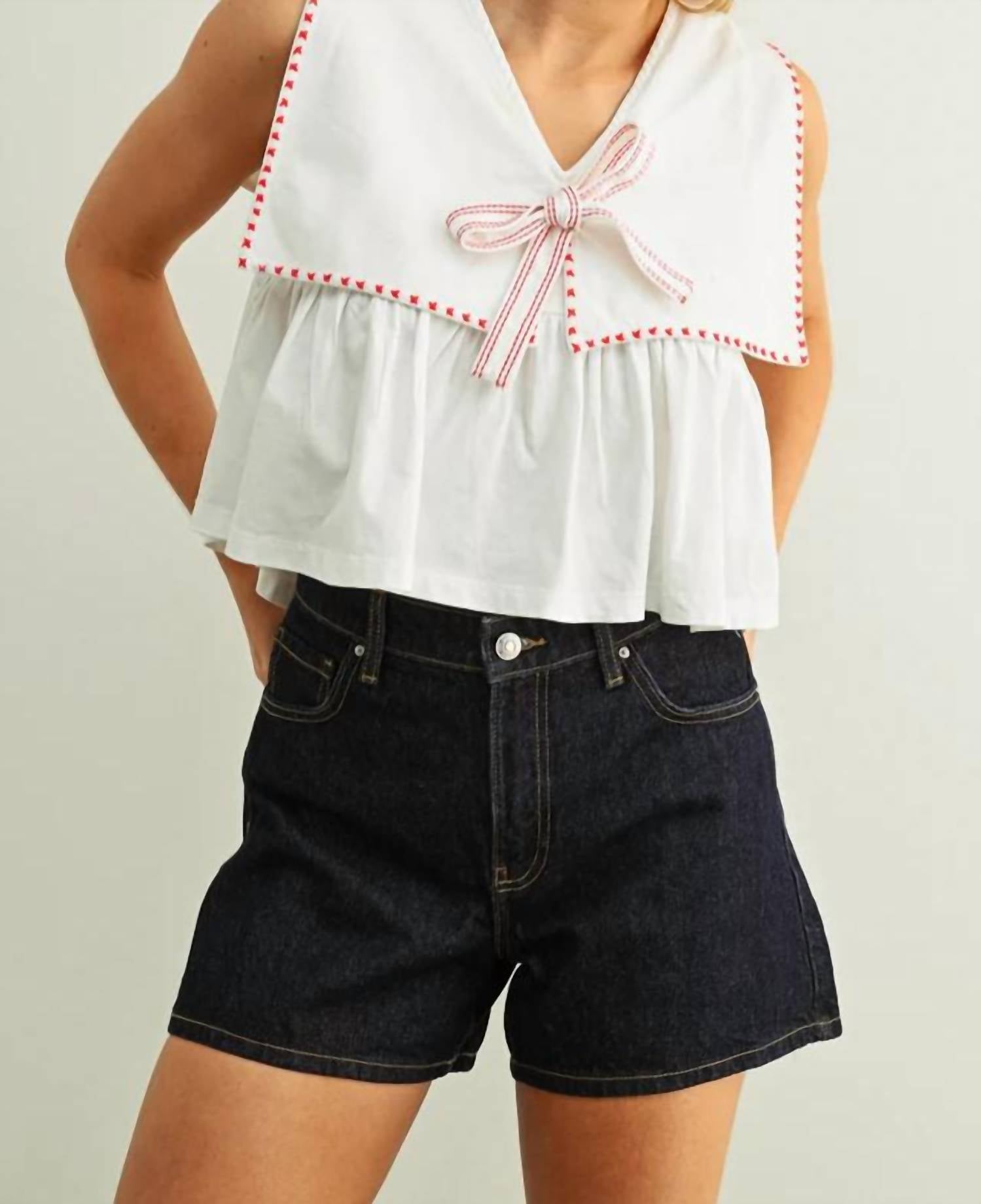 Miou Muse - Sailor Collar Sleeveless Top