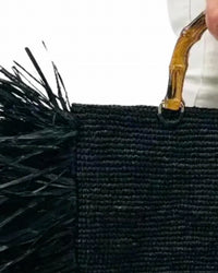 Baldiz - Sage Raffia Hand Bag