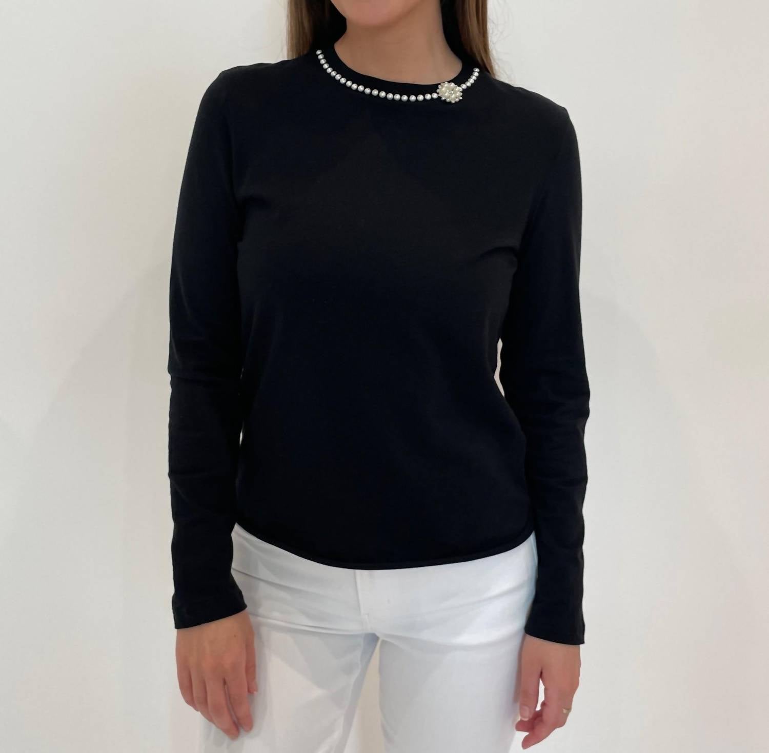 Suzy T - Pearl Detail Crewneck Tee