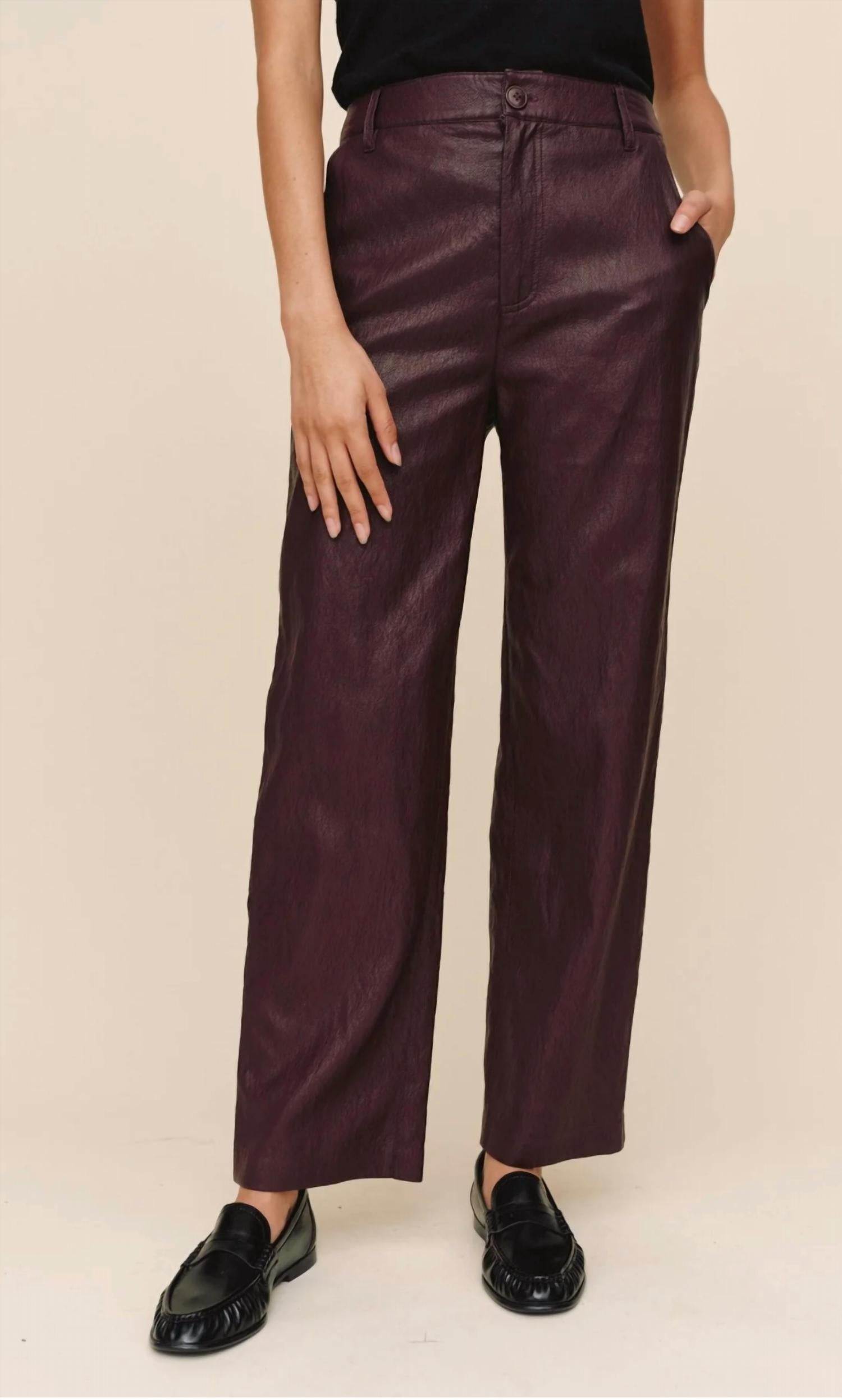 Bella Dahl Faux Leather Pants in crimson embers - women's pants - view 4