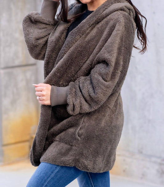 Hem & Thread - Plushy Faux Fur Hoodie Jacket