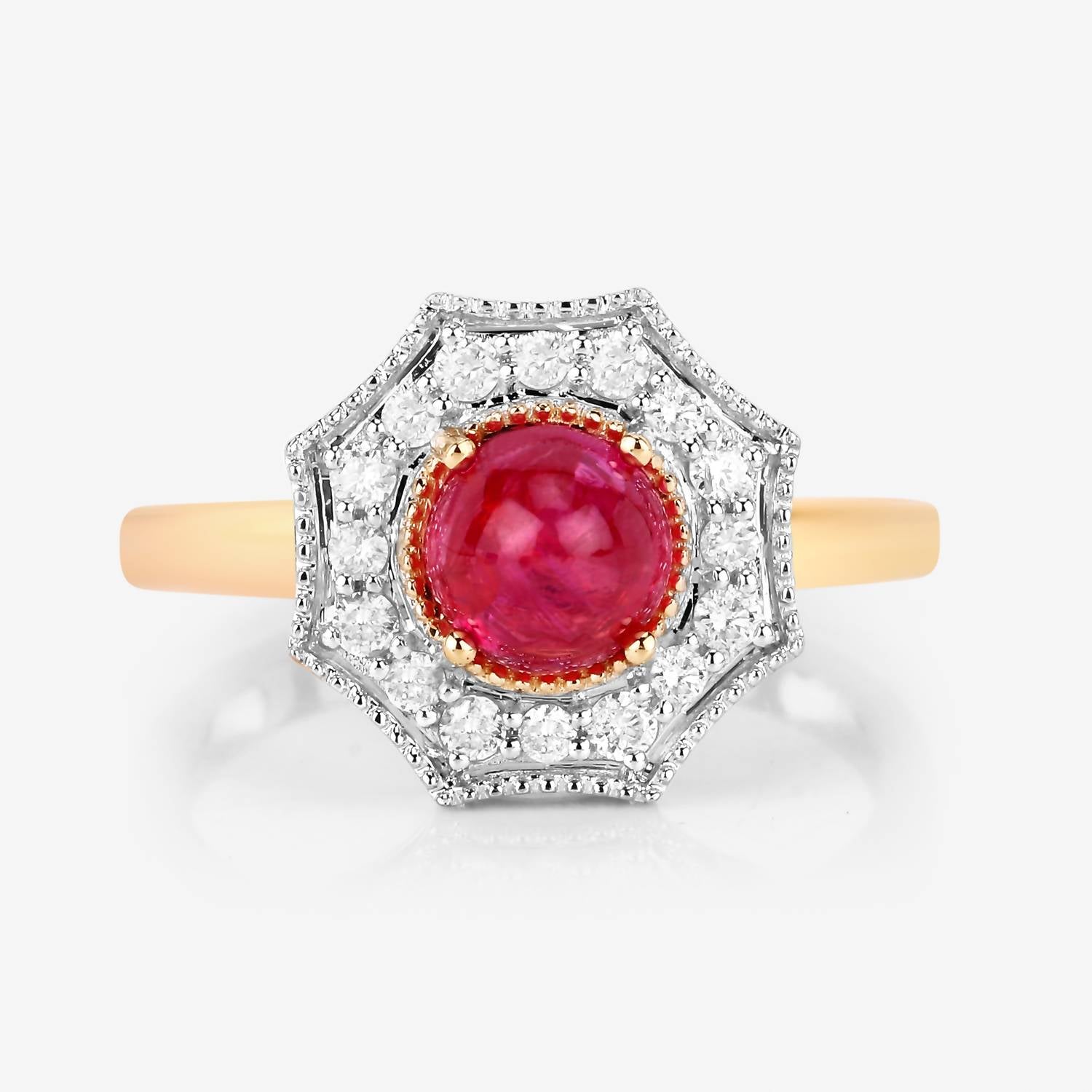 Diana M Jewels Women's Round Natural Ruby Fashion Ring (2.01 Ct) - Classic Plus in 14k yellow gold - women's jewelry