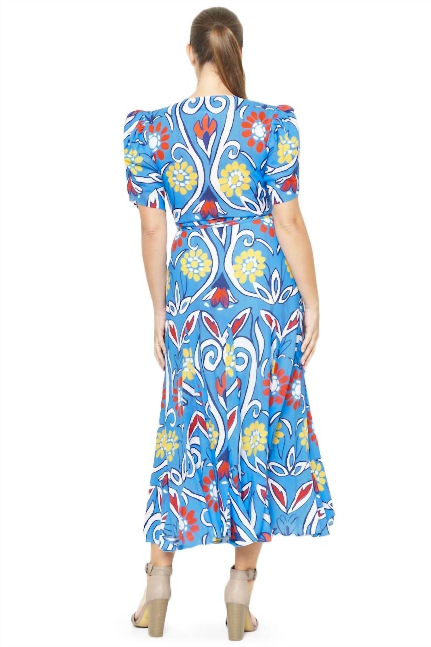 Izula Wrap Dress Roco Celeste