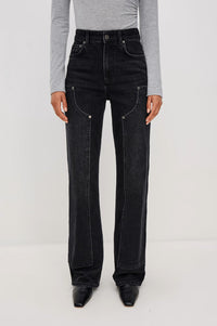 Rails Getty Workwear Wide Leg Jeans in onyx - women's pants - detail view