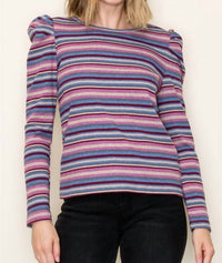 Staccato - Striped Puffed Long Sleeve Top
