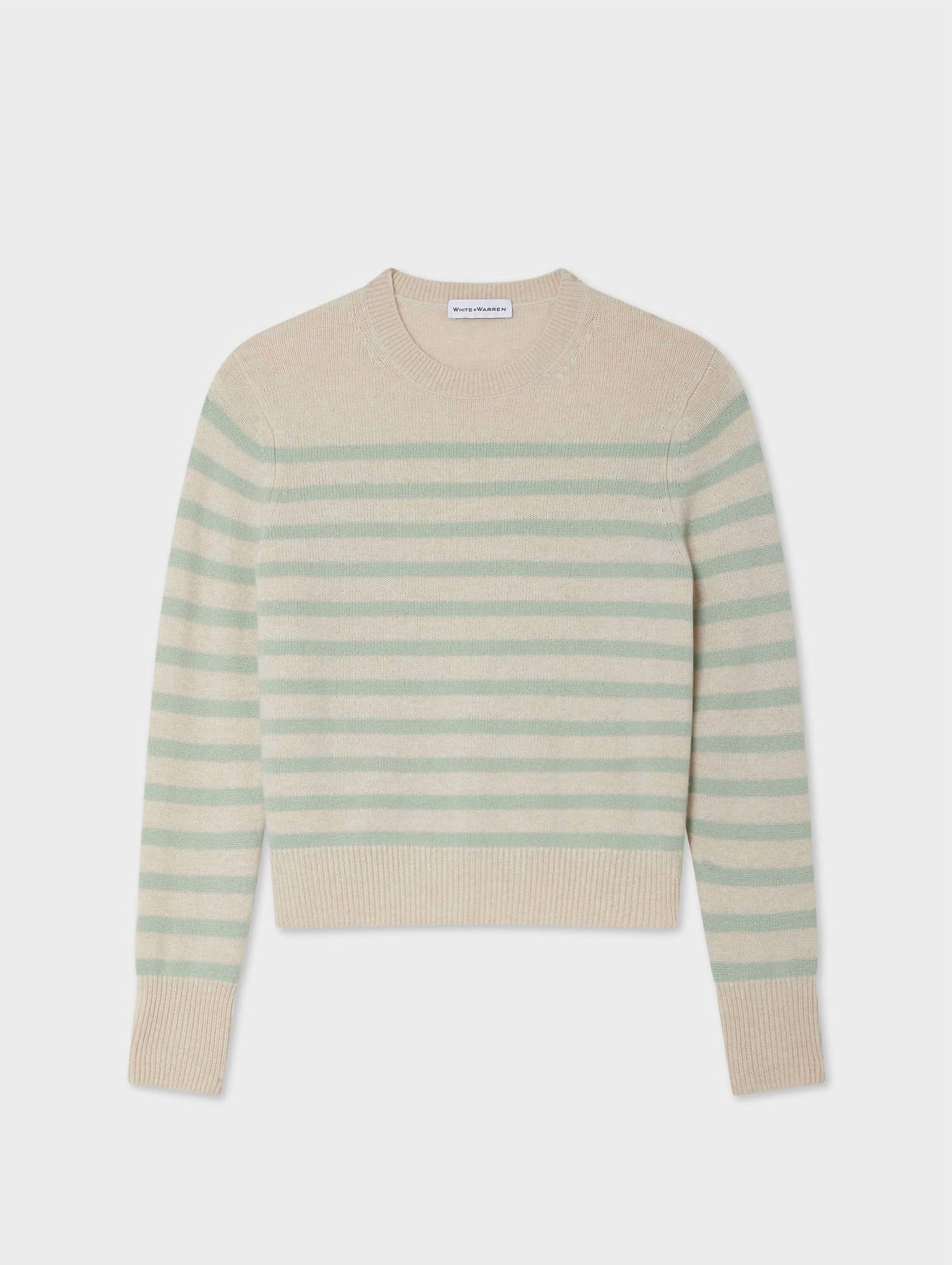 White + Warren - Cashmere Striped Crewneck Top