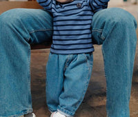 Petit Bateau Striped Sweater Top in sea blues - kids' sweater