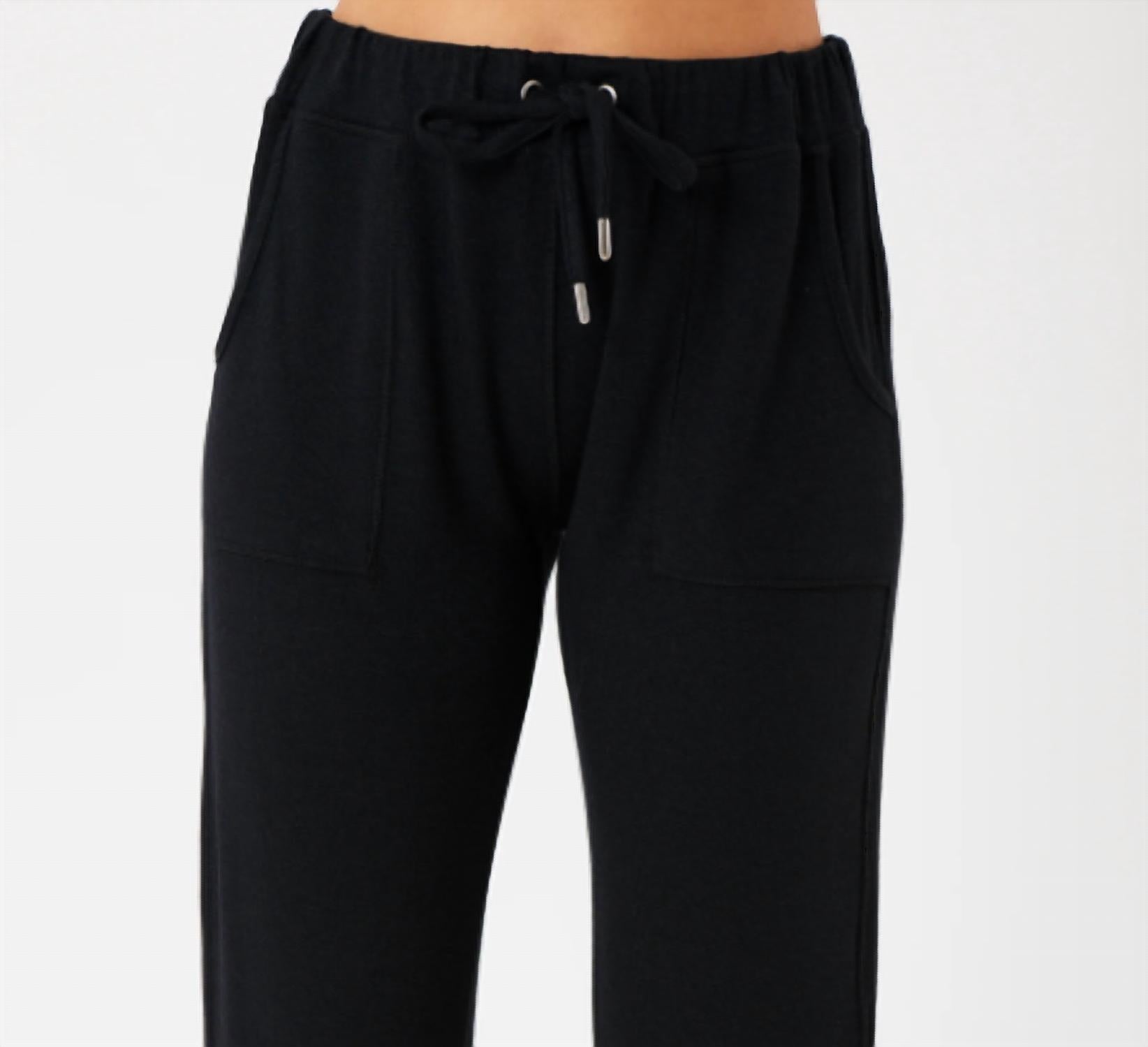 french kyss Women's Cotton Acrylic Slim Fit Jogger in black - women's pants - detail view