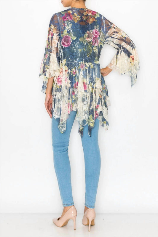 Origami - Denim Rose Lace Cardigan