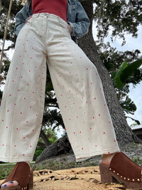 Peach Love - Polka Dot Gypsy Fit Pants
