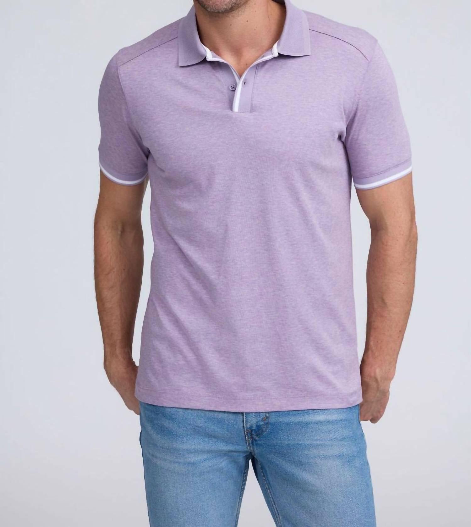 Raffi Nolan Short Sleeve Collared Shirt in lilac - men's shirt