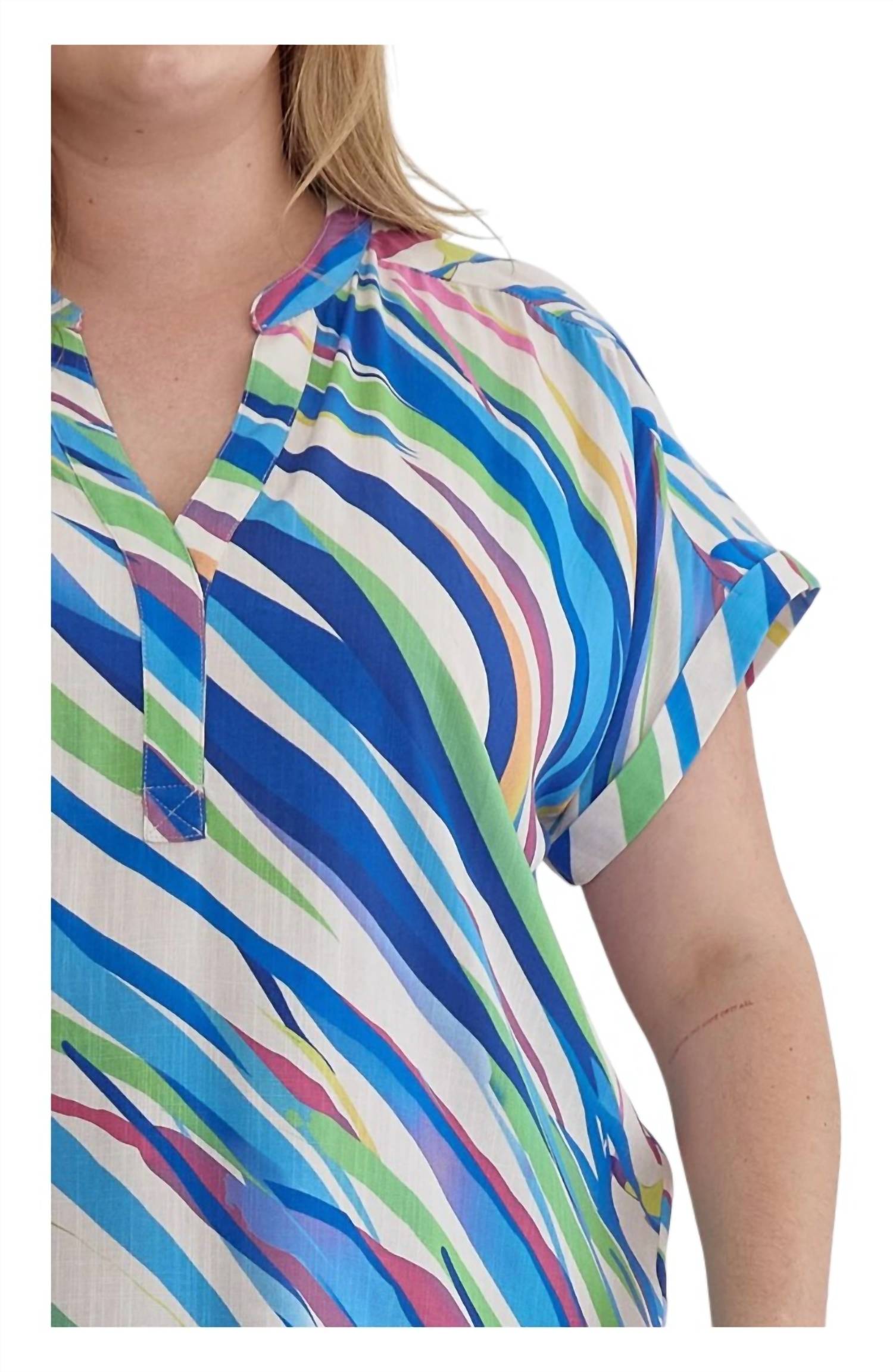 Entro - Tiger Print V-Neck Top - Plus