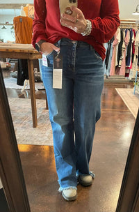 Risen - Mid Rise Ankle Straight Fray Hem Jeans